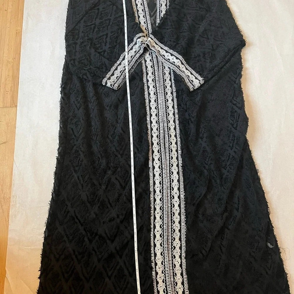 By ESQ One Size Sheer Black Kimono Coat Throw Robe Beach Bohemian - Picture 7 of 11
